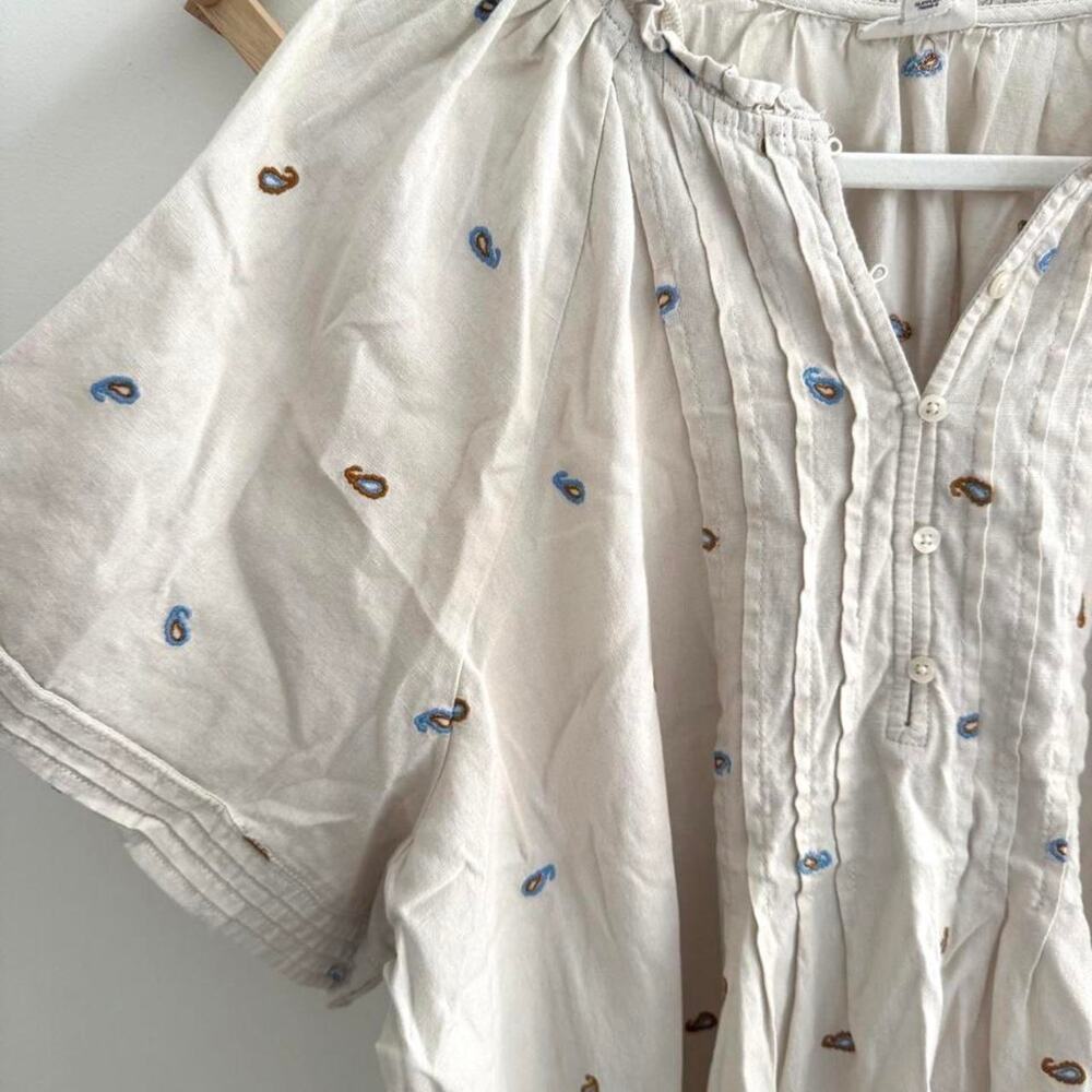 Ana white embroidered paisley blouse boho cottage core 2X